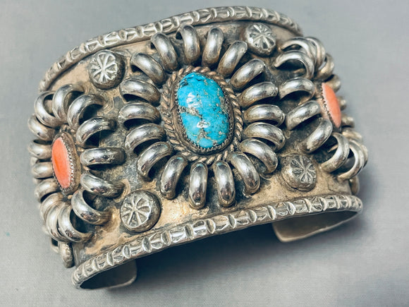 The Best Basket Vintage Native American Navajo Turquoise Sterling Silver Bracelet Cuff-Nativo Arts