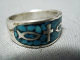 Christian Cross Vintage Native American Navajo Turquoise Sterling Silver Fish Ring Old-Nativo Arts