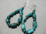 Amazing Vintage Native American Navajo Damale Turquoise Sterling Silver Earrings-Nativo Arts