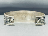 Amazing Vintage Native American Navajo 5 Morenci Turquoise Sterling Silver Bracelet-Nativo Arts