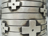 Huge Ange Chavez Cross Native American Sterling Silver Bracelet Cuff-Nativo Arts