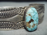 Important Navajo Native American Carico Lake Turquoise Sterling Silver Bracelet-Nativo Arts