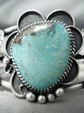 Rare Blue Diamond Turquoise Vintage Native American Navajo Sterling Silver Bracelet-Nativo Arts