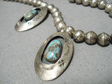 Amazing Vintage Native American Navajo Green Turquoise Sterling Silver Shadowbox Necklace-Nativo Arts