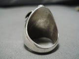 Amazing Vintage Zuni Native American Large Carved Turquoise Sterling Silver Ring-Nativo Arts
