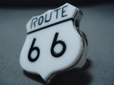 Dynamic Navajo Inlay Jet Sterling Silver Route 66 Ring Native American-Nativo Arts
