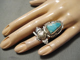 Tremendous Vintage Native American Navajo Kachina Turquoise Sterling Silver Ring-Nativo Arts