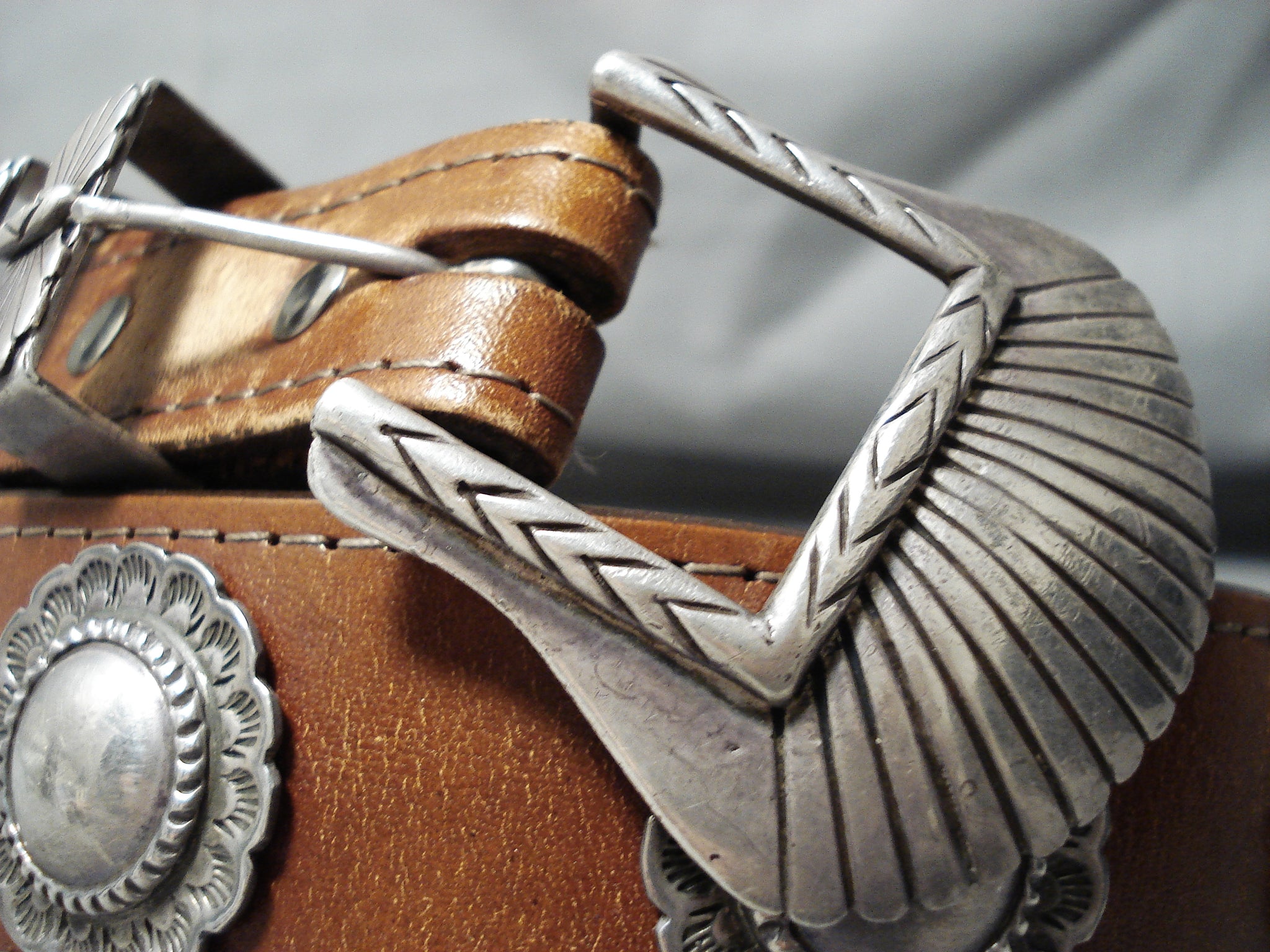 Vintage Sterling Silver Concho Buckle on Leather Belt // Vintage Navajo Style Belt Buckle // Hand Made outlet Sterling Buckle // Southwestern Belt