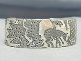 Completely Hand Carved Vintage Native American Navajo Sterling Silver Bracelet-Nativo Arts