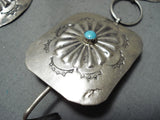 Impressive Vintage Native American Navajo Sleeping Beauty Turquoise Sterling Silver Concho Belt-Nativo Arts