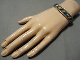 Striming Intricate Vintage Native American Navajo Turquoise Bead Sterling Silver Bracelet-Nativo Arts
