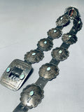 Earlier Very Rare Vintage Native American Navajo Turquoise Sterling Silver Concho Belt-Nativo Arts