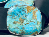 Huge Turquoise Chunk Native American Navajo Signed Sterling Silver Concho Belt-Nativo Arts
