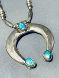 Longer Vintage Native American Navajo Turquoise Sterling Silver Necklace-Nativo Arts