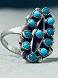 Wonderful Vintage Native American Zuni Blue Gem Turquoise Sterling Silver Ring-Nativo Arts