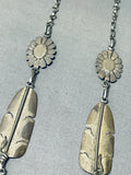 One Of The Best Vintage Native American Navajo Leaf Turquoise Sterling Silver Necklace-Nativo Arts