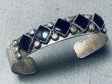 Stunning Vintage Native American Navajo Black Onyx Sterling Silver Bracelet-Nativo Arts