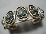 Very Rare Vintage Native American Navajo Bisbee Turquoise Sterling Silver Bracelet Old-Nativo Arts