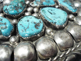 Tremendous Vintage Native American Navajo Old Kingman Turquoise Sterling Silver Buckle Old-Nativo Arts