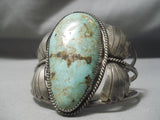 Opulent Vintage Native American Navajo Royston Turquoise Flank Sterling Silver Bracelet Old-Nativo Arts