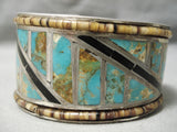 One Of The Best Vintage Native American Navajo #8 Turquoise Sterling Silver Inlay Bracelet-Nativo Arts