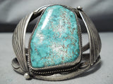 Rare Indian Mountain Turquoise Vintage Native American Navajo Sterling Silver Bracelet Old-Nativo Arts