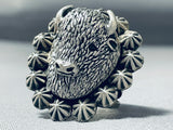 Amazing Native American Navajo Sterling Silver Buffalo Ring-Nativo Arts