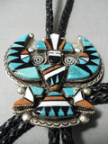 Colossal Vintage Native American Zuni Turquoise Sterling Silver Bolo Tie-Nativo Arts