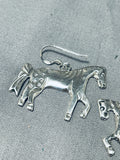 Pretty Native American Navajo Sterling Silver Horse Earrings-Nativo Arts