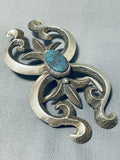 Very Heavy Rare Turquoise Vintage Native American Navajo Sterling Silver Buckle-Nativo Arts