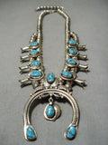Magnificent Vintage Native American Navajo Sleeping Beauty Turquoise Sterling Silver Necklace-Nativo Arts