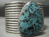 One Of The Biggest Vintage Native American Navajo Basalt Turquoise Sterling Silver Bracelet-Nativo Arts