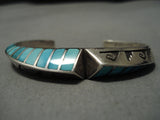 Important Vintage Native American Navajo Lonn Parker Double Technique Turquoise Bracelet-Nativo Arts