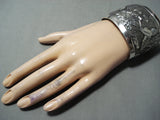 So Detailed Huge Hummingbird Navajo Sterling Silver Bracelet Native American-Nativo Arts