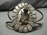 Important Blue Warrior Turquoise Vintage Native American Navajo Toad Sterling Silver Bracelet-Nativo Arts