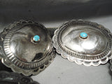 Early Hand Tooled Vintage Native American Navajo Turquoise Sterling Silver Concho Belt-Nativo Arts