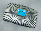 Mesmerizing Vintage Native American Navajo Morenci Turquoise Sterling Silver Huge Buckle-Nativo Arts