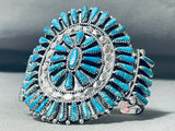 Fabulous Native American Navajo Turquoise Sterling Silver Bracelet Signed Tommy Lowe-Nativo Arts