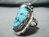 Rare Vintage Native American Navajo Sleeping Beauty Turquoise Sterling Silver Ring-Nativo Arts