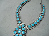 Spectacular Vintage Native American Navajo Kingman Turquoise Sterling Silver Necklace-Nativo Arts