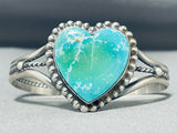 Exquisite Native American Navajo Turquoise Sterling Silver Heart Bracelet-Nativo Arts