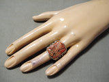 Native American Important Vintage Francosco Gomez Huge Cross Shell Sterling Silver Ring-Nativo Arts