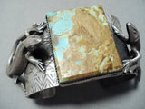 Extraordinary Native American Navajo 8 Turquoise Sterling Silver Gekkos Bracelet-Nativo Arts
