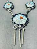 Authentic Vintage Native American Zuni Turquoise Sterling Silver Sunface Necklace Earring Set-Nativo Arts