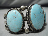 Opulent Vintage Native American Navajo #8 Turquoise Sterling Silver Bracelet Old-Nativo Arts