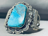 Towering Vintage Native American Navajo Blue Diamond Turquoise Sterling Silver Bracelet-Nativo Arts