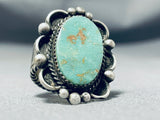 Striking Vintage Native American Navajo Royston Turquoise Sterling Silver Ring-Nativo Arts