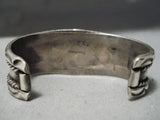 Intense Wave Vintage Native American Navajo Graduating Turquoise Sterling Silver Bracelet Old-Nativo Arts