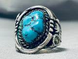 Incredible Vintage Native American Navajo Sleeping Beauty Turquoise Sterling Silver Ring-Nativo Arts