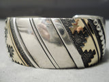 Authentic Vintage Native American Navajo Thomas Singer Sterling Silver Gold Bracelet Old-Nativo Arts
